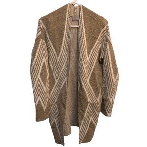 Cyrus Long Sleeve Cardigan Tan Brown Comfy Pocket Sweater Size Small